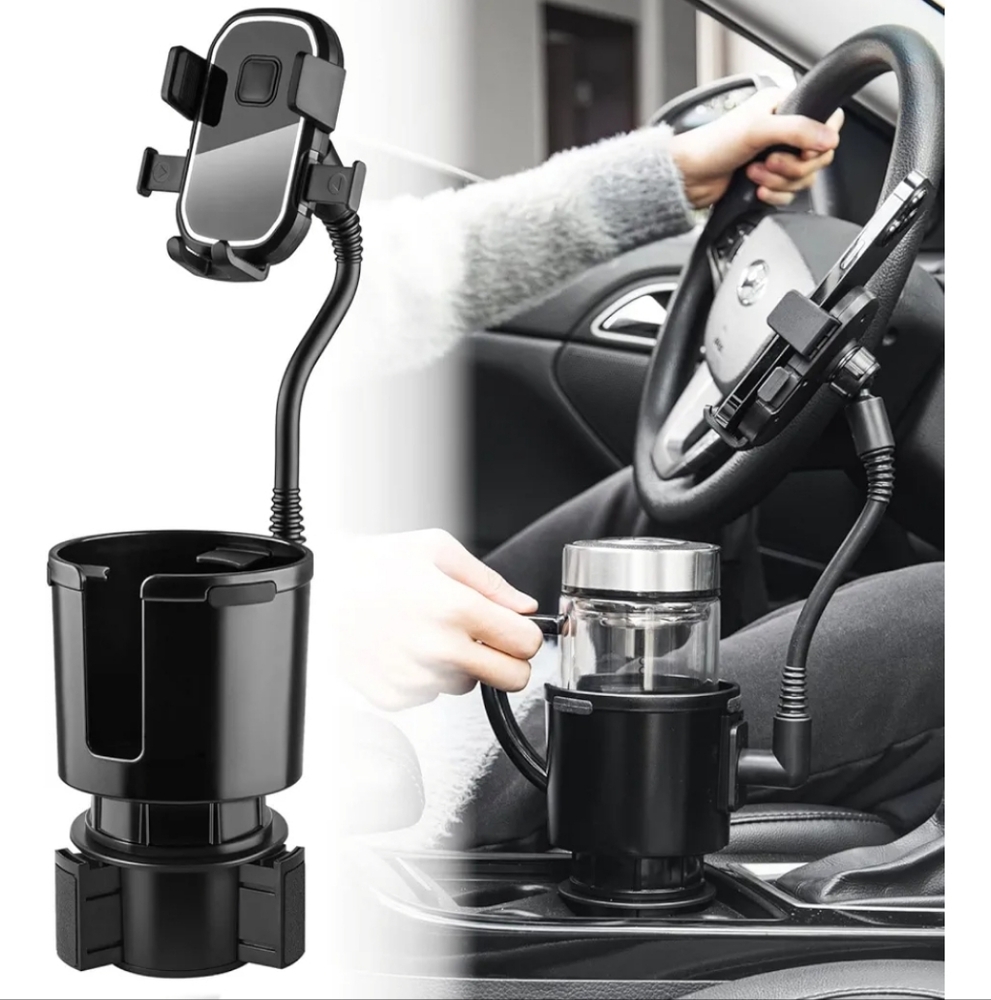 NEW - Adjustable Car Cup Holder Phone Mount - Black
